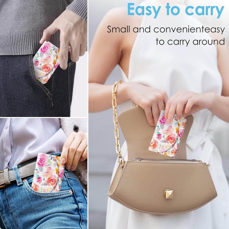 Xavier Business Card Holder，PU Leather Business Card Case Color Printing Pattern Card Holder Wallet，Pockets Magnetic Credit Card Holders for Men and Women，Watercolor Flowers - Image 5